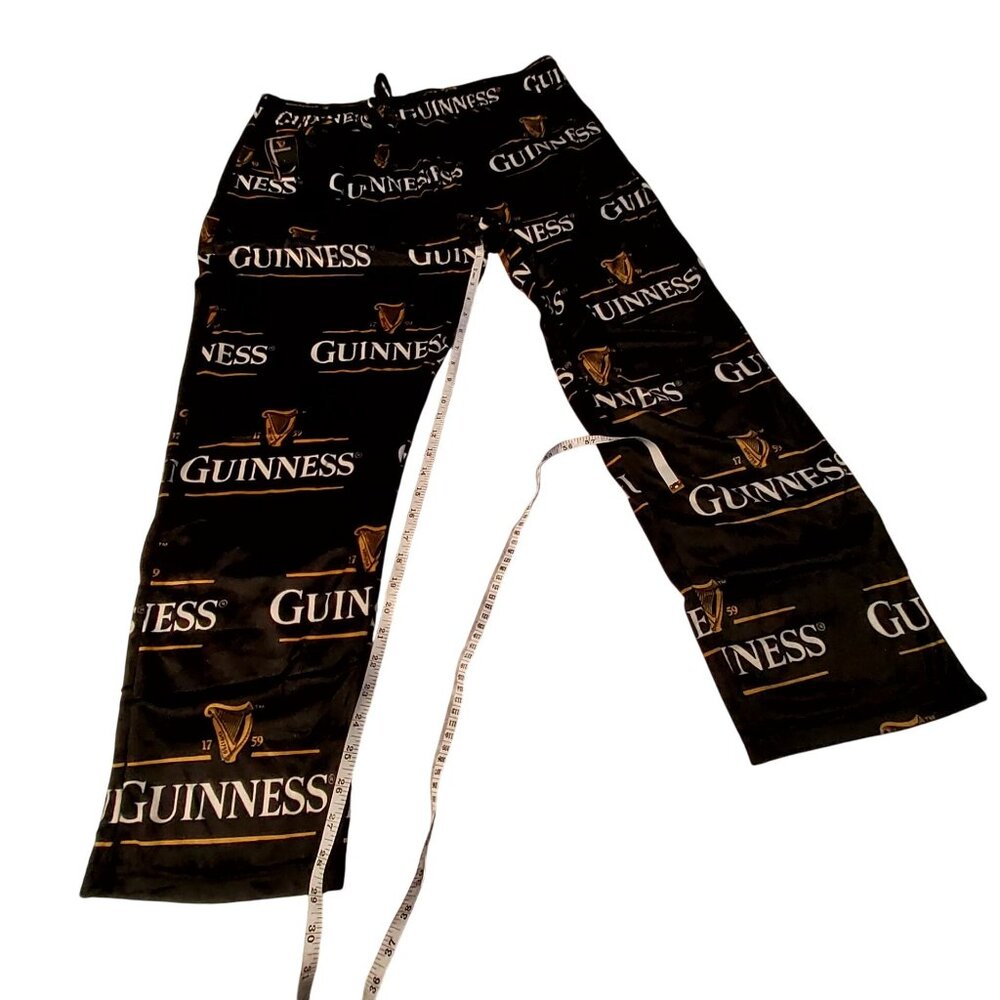 Guinness Mens Fleece Lounge Pants  Size  XL Black & Gold Print Elastic Waistband - Picture 5 of 7